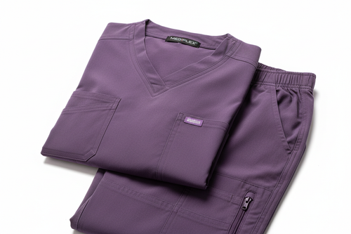 Purple Scrub Set Close-Up